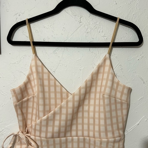NWT ASOS Cami Faux Wrap Gingham Butter Yellow Mini Dress Sz 10 - Picture 11 of 12